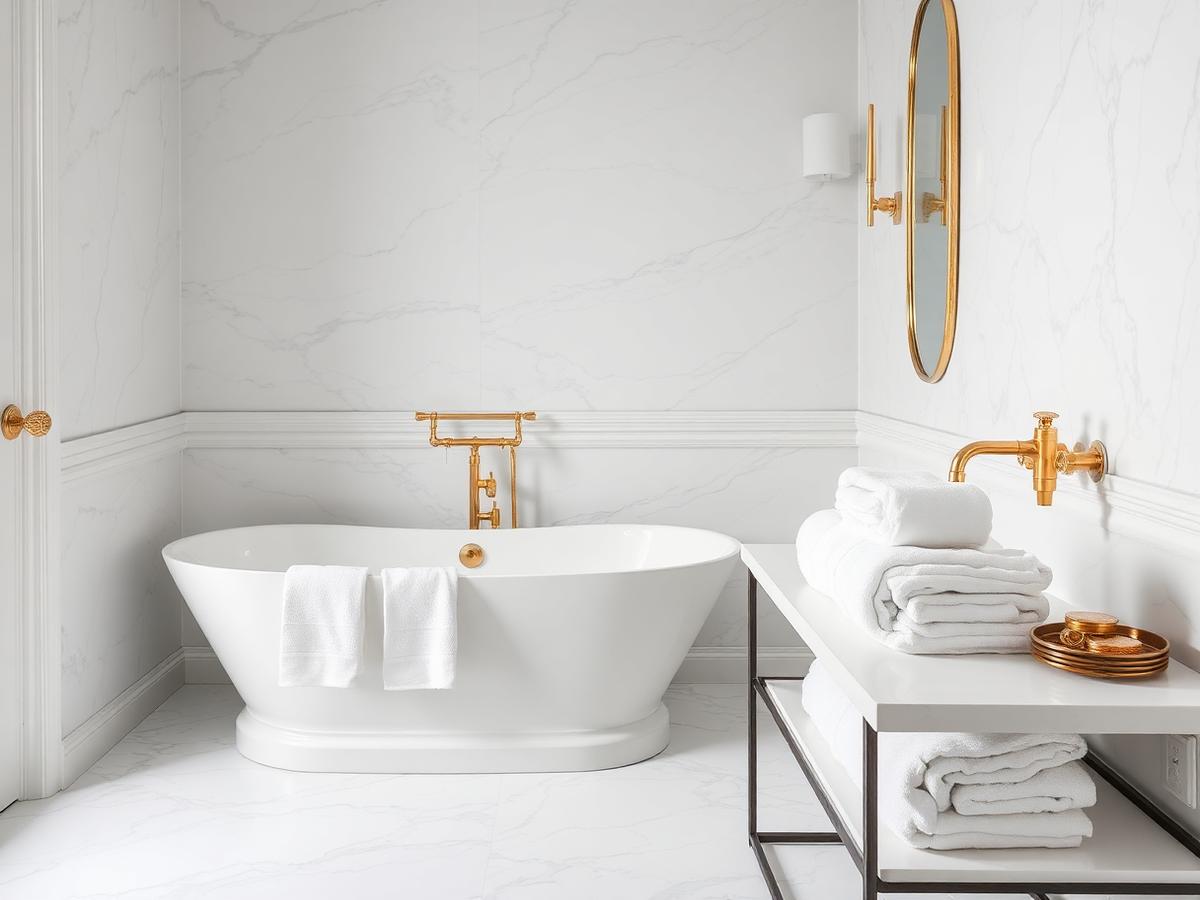 Spotless marble bathroom